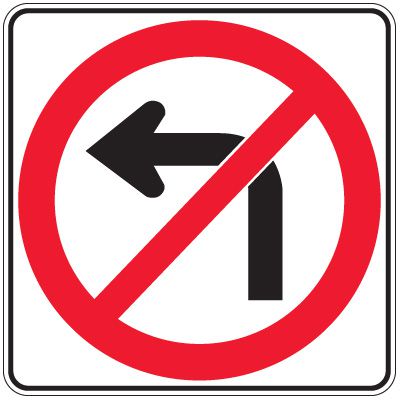 Graphic Regulation Traffic Signs - No Left Turn