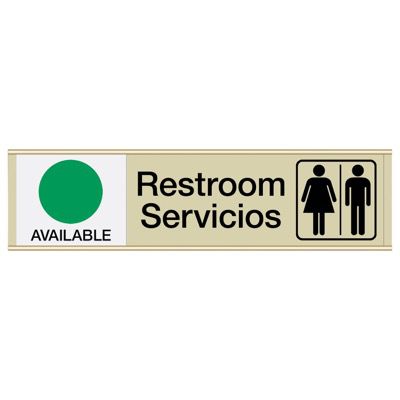 Restroom Available/In Use - Bilingual Engraved Restroom Sliders