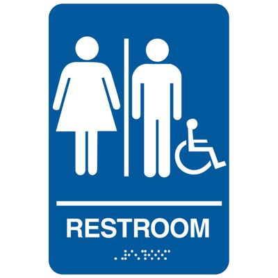 Restroom/Man/Woman/Accessibility - Economy Braille Signs