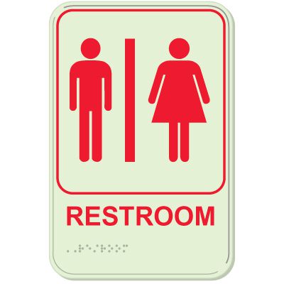 Restroom/Man/Woman - Glo-Brite® ADA Braille Signs