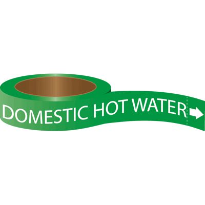 Roll Form Self-Adhesive Pipe Markers - Domestic Hot Water