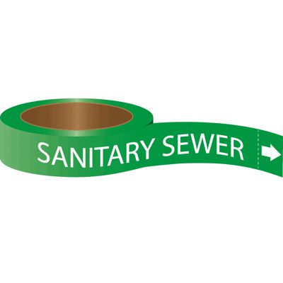 Roll Form Self-Adhesive Pipe Markers - Sanitary Sewer