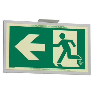 Running Man Graphic with Left Arrow - Glo Brite® Exit Signs, Double-Sided