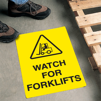Safety Floor Signs- Watch For Forklifts (With Graphic)