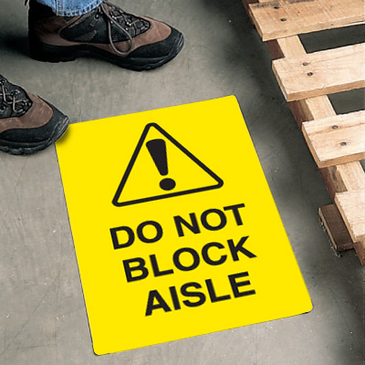 Safety Floor Signs- Do Not Block Aisle (With Graphic)