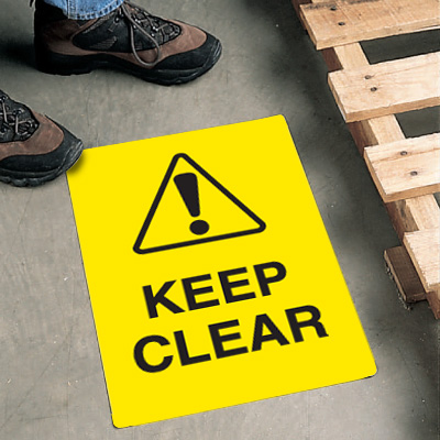 Safety Floor Signs- Keep Clear (With Graphic)