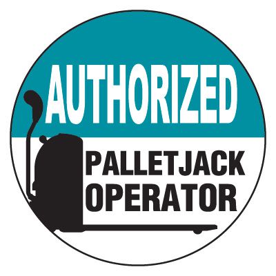Safety Hard Hat Labels - Authorized Pallet Jack Operator