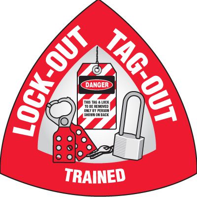 Safety Hard Hat Labels - Lockout Tagout Trained