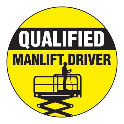 Safety Hard Hat Labels - Qualified Manlift Driver