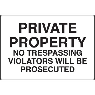 Security Signs - Private Property No Trespassing