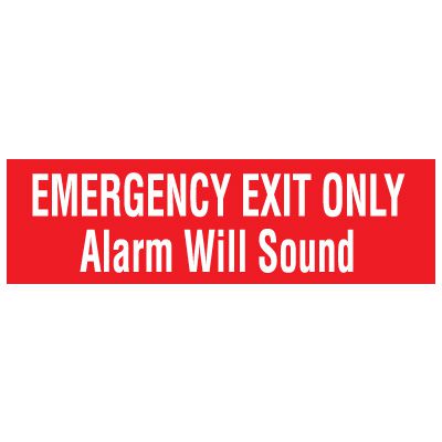 Adhesive Vinyl Fire Exit Signs - Emergency Exit Only Alarm Will Sound