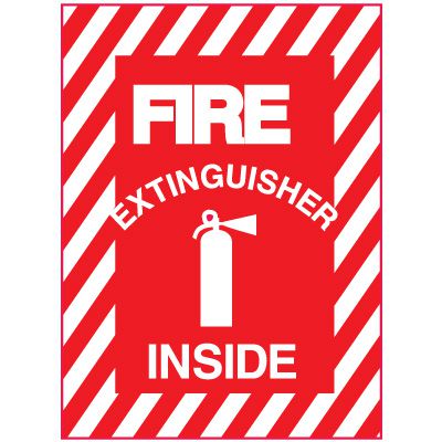 Adhesive Vinyl Fire Exit Signs - Fire Extinguisher Inside