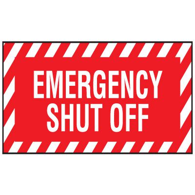 Adhesive Vinyl Fire Exit Signs - Emergency Shut Off