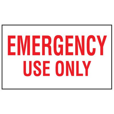 Adhesive Vinyl Fire Exit Signs - Emergency Use Only