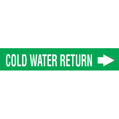 Seton Code™ Economy Self-Adhesive Pipe Markers - Cold Water Return