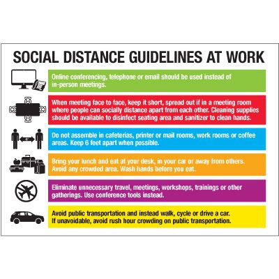 Social Distance Guidelines at Work Board