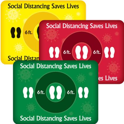 Temporary Floor Markers - Social Distancing Saves Lives - Rectangle