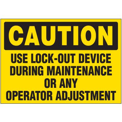 Lockout Labels - Caution Use Lock-Out Device During Maintenance