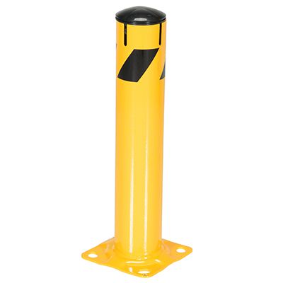 Steel Bollard With Chain Slots & Removable Rubber Cap