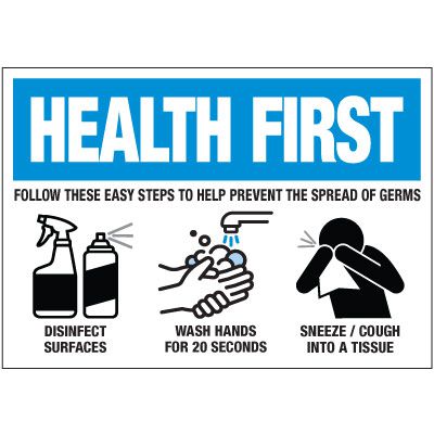 Steps to Prevent Spread of Germs Label