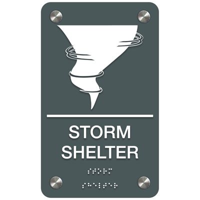 Storm Shelter W/ Tornado Cloud - Premium ADA Facility Signs