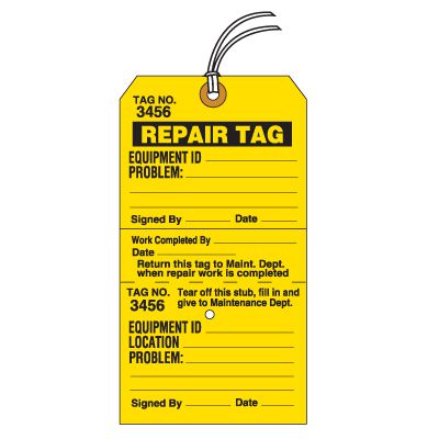 Tear-Off Jumbo Repair Tags