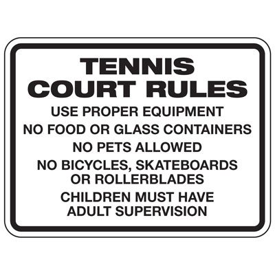 Tennis Court Rules - Athletic Facilities Signs