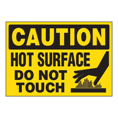 ToughWash® Adhesive Signs - Caution Hot Surface Do Not Touch