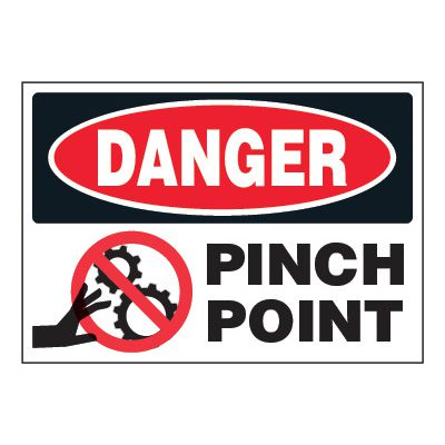 ToughWash® Adhesive Signs - Danger Pinch Point