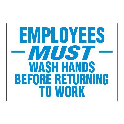 ToughWash® Adhesive Signs - Employees Must Wash Hands