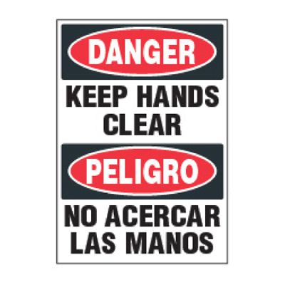 ToughWash® Labels - Bilingual Keep Hands Clear