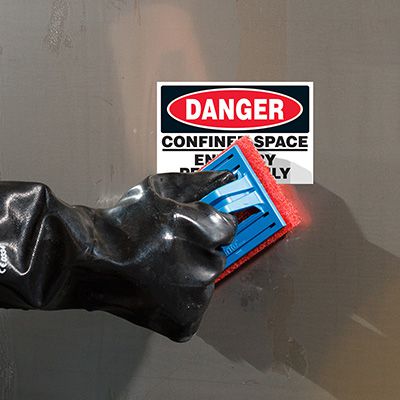 ToughWash® Labels - Danger Confined Space Enter By Permit