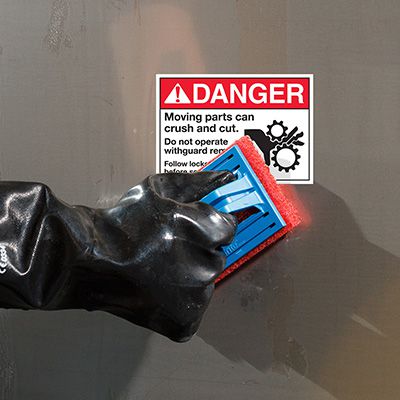 ToughWash® Labels - Danger Moving Parts