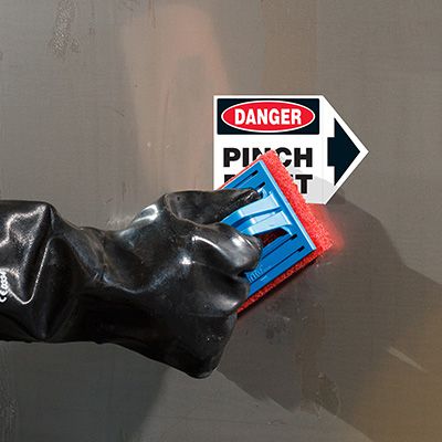 ToughWash® Labels - Danger Pinch Point (With Arrow)
