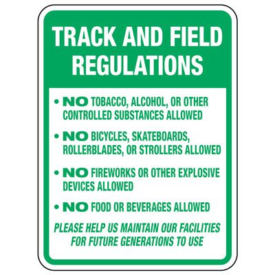 Track and Field Regulations - Athletic Facilities Signs