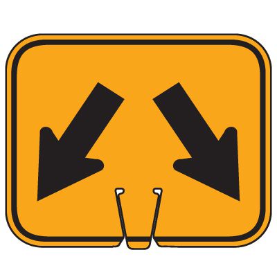 Traffic Cone Signs - Arrow Down Left and Arrow Down Right