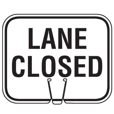 Traffic Cone Signs - Lane Closed