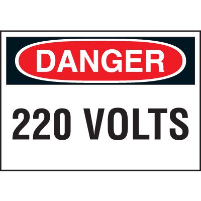 Warning Labels - 220 Volts