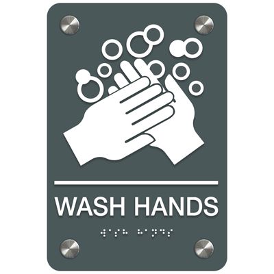 Wash Hands - Premium ADA Facility Signs