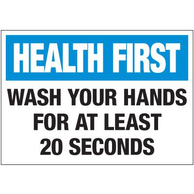 Wash Hands for 20 Seconds Label