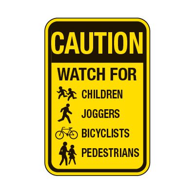 Watch Out Children Joggers Bicycles - School Parking Signs