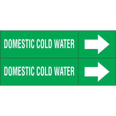 Weather-Code™ Self-Adhesive Outdoor Pipe Markers - Domestic Cold Water