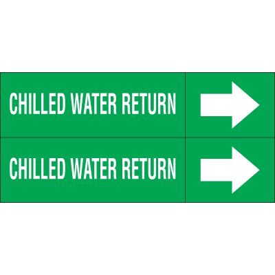 Weather-Code™ Self-Adhesive Outdoor Pipe Markers - Chilled Water Return