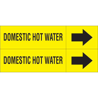 Weather-Code™ Self-Adhesive Outdoor Pipe Markers - Domestic Hot Water