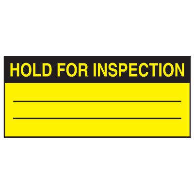 Write-On Action Labels - Hold For Inspection