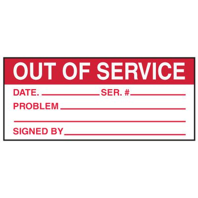 Write-On Action Labels - Out Of Service Date