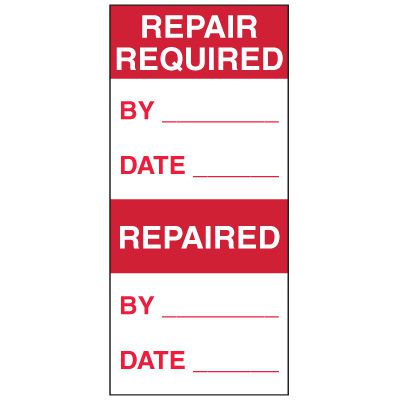 Write-On Action Labels - Repair Required