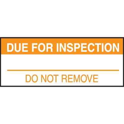 Write-On Labels - DUE FOR INSPECTION