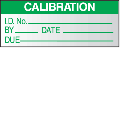 Write On Labels - Calibration I.D. No.__By__Date__Due__