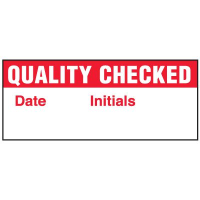 Write-On Status Roll Labels - Date ___ Quality Checked Initials ___